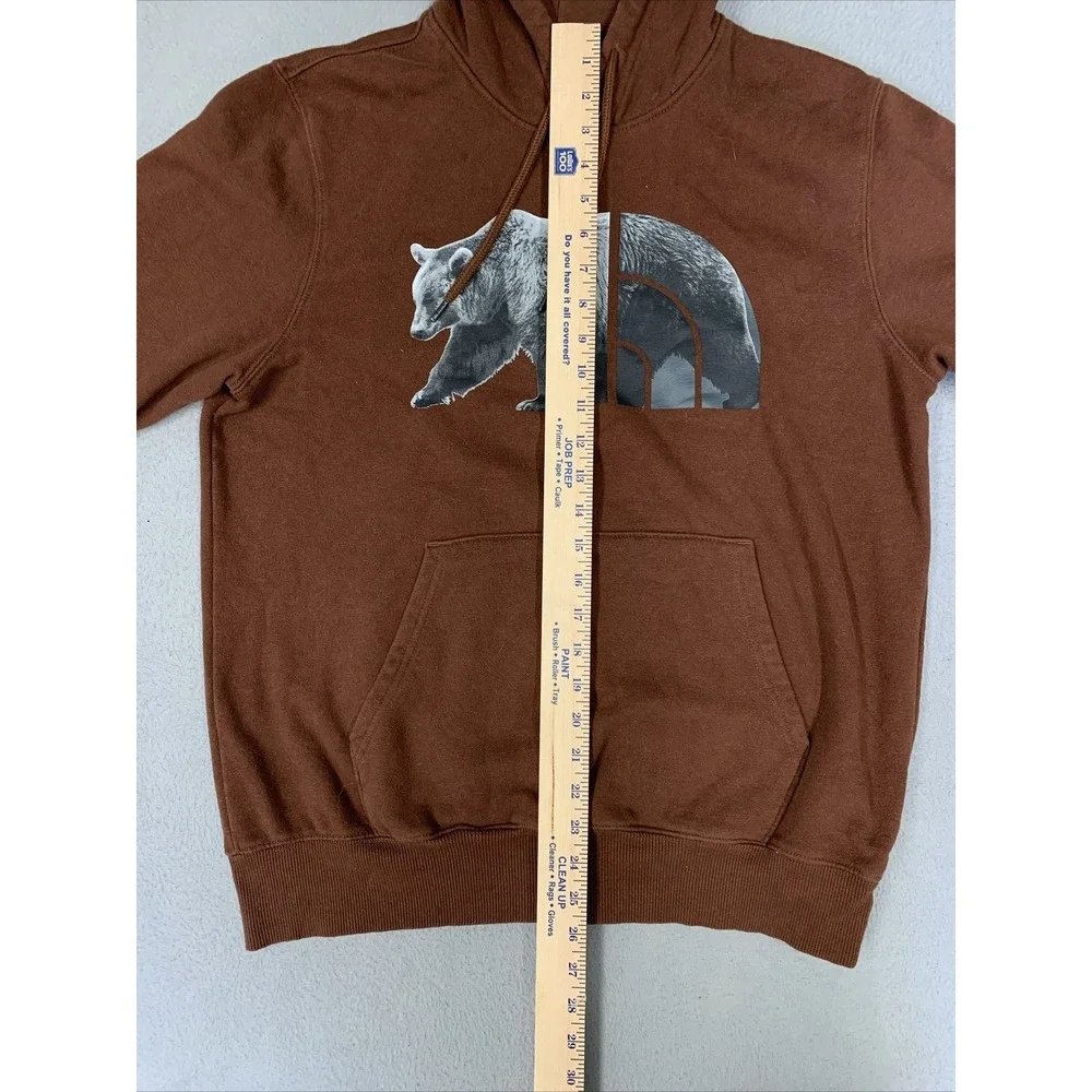 The North Face Hoodie Men's Small Bear Long Sleeve Pullover Sweater Brown‎